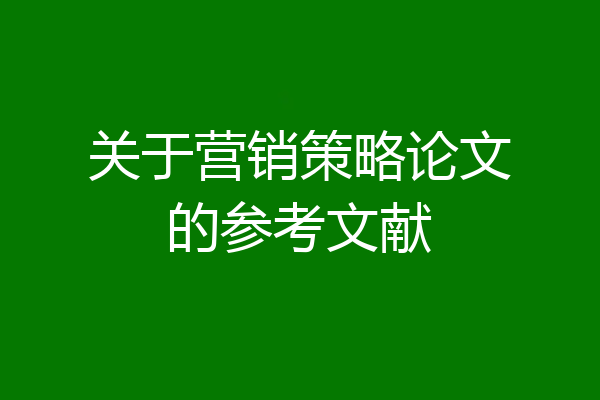 关于营销策略论文的参考文献