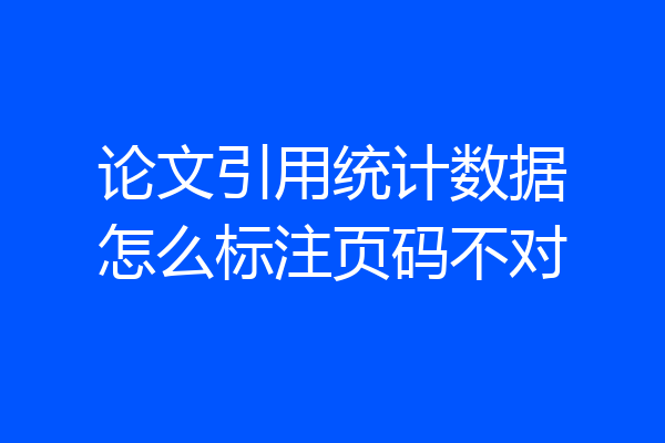 论文引用统计数据怎么标注页码不对