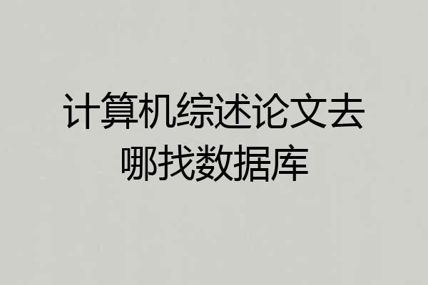 计算机综述论文去哪找数据库