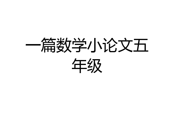 一篇数学小论文五年级