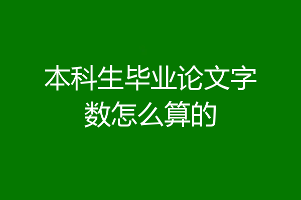 本科生毕业论文字数怎么算的