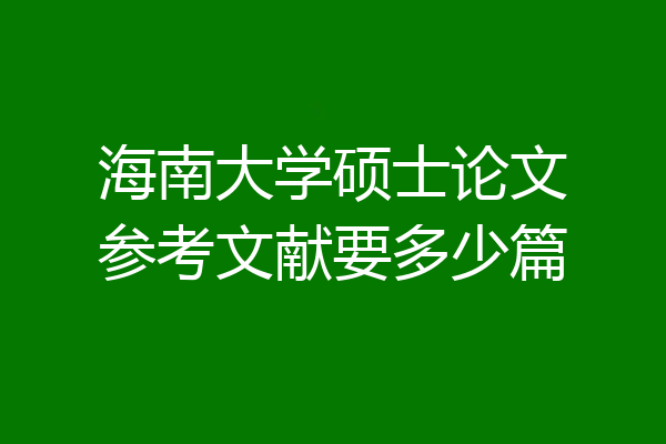 海南大学硕士论文参考文献要多少篇