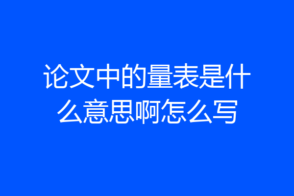 论文中的量表是什么意思啊怎么写