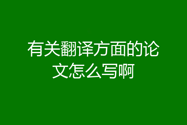 有关翻译方面的论文怎么写啊