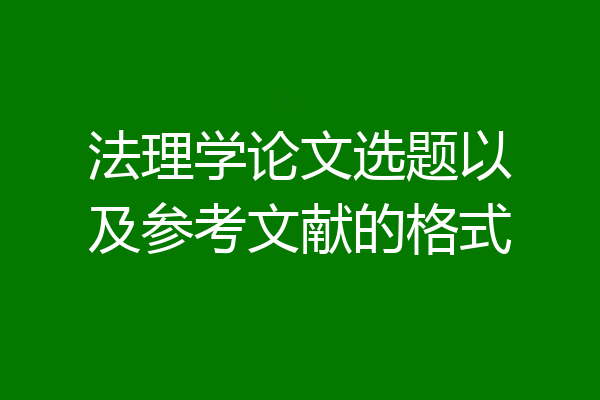法理学论文选题以及参考文献的格式