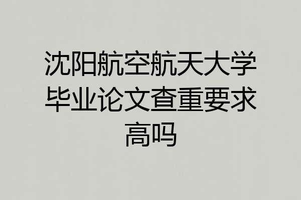 沈阳航空航天大学毕业论文查重要求高吗