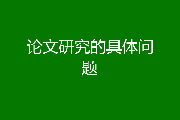 论文研究的具体问题