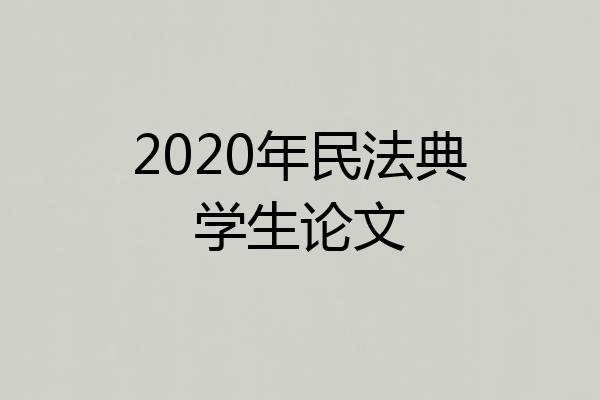 2020年民法典学生论文