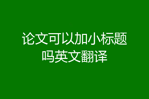 论文可以加小标题吗英文翻译