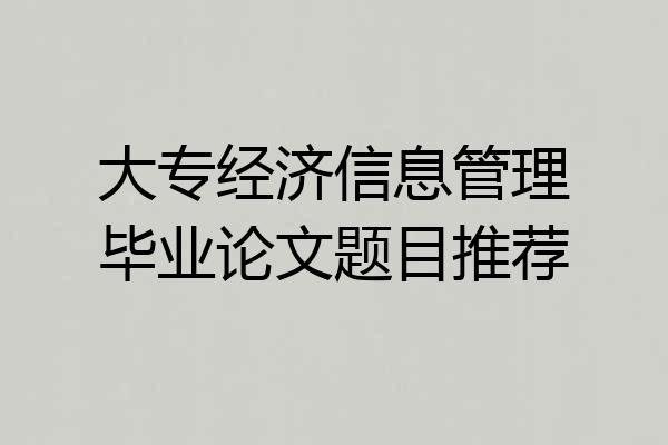 大专经济信息管理毕业论文题目推荐