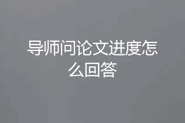 导师问论文进度怎么回答