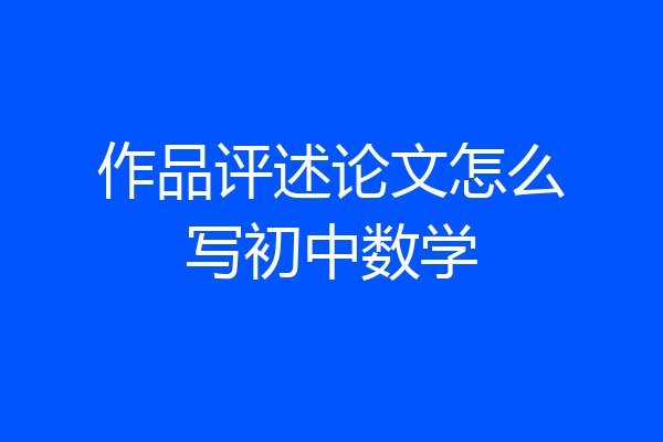 作品评述论文怎么写初中数学