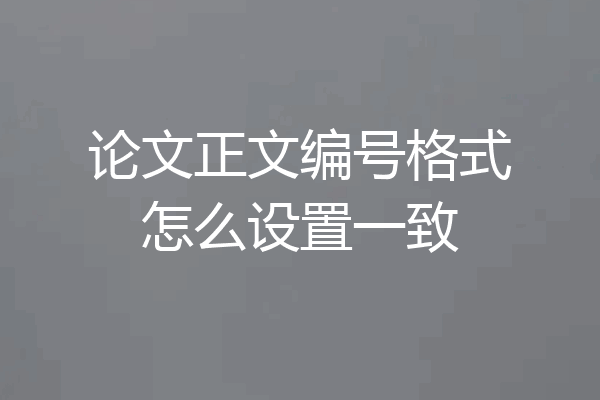 论文正文编号格式怎么设置一致