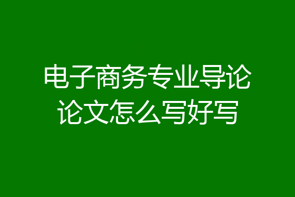 电子商务专业导论论文怎么写好写