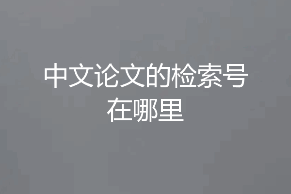 中文论文的检索号在哪里