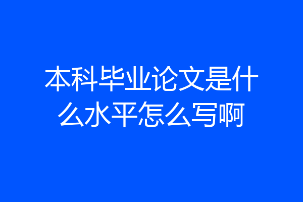 本科毕业论文是什么水平怎么写啊