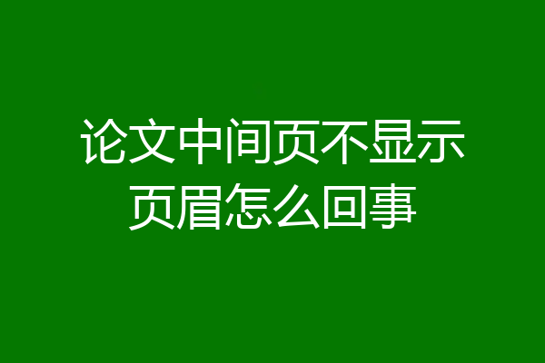 论文中间页不显示页眉怎么回事