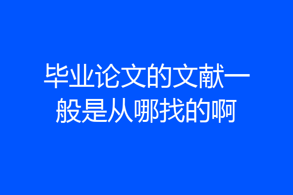 毕业论文的文献一般是从哪找的啊
