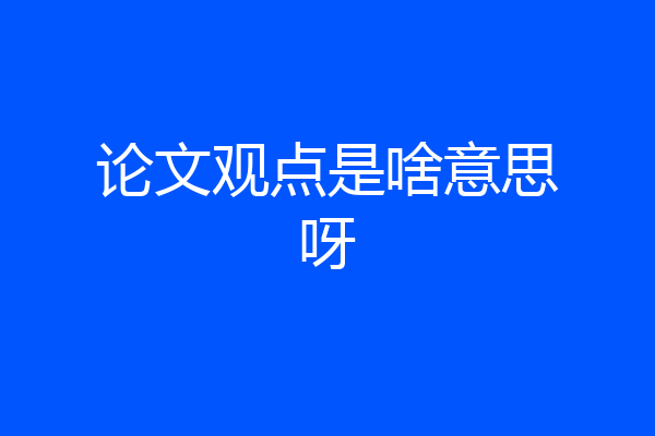 论文观点是啥意思呀