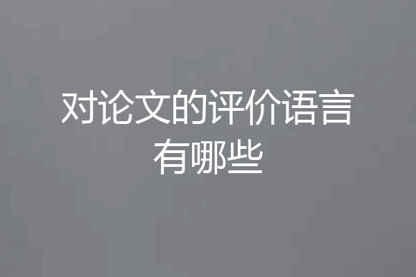 对论文的评价语言有哪些