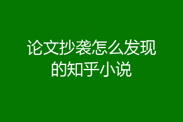 论文抄袭怎么发现的知乎小说