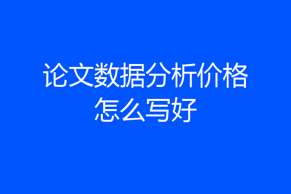 论文数据分析价格怎么写好