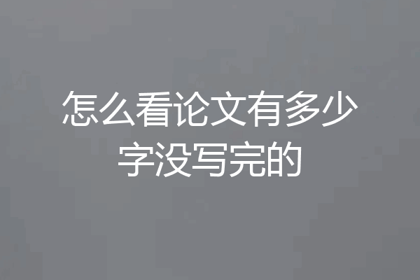 怎么看论文有多少字没写完的