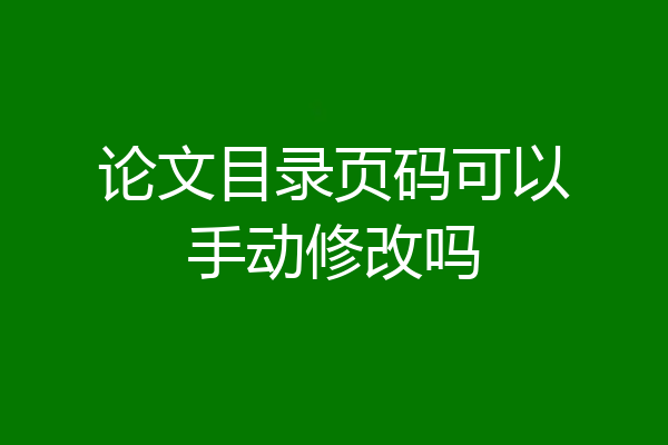 论文目录页码可以手动修改吗