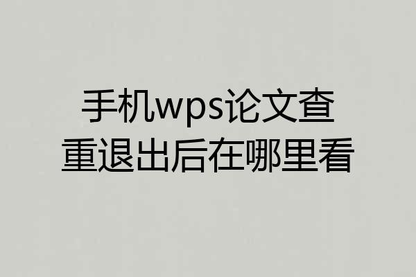 手机wps论文查重退出后在哪里看