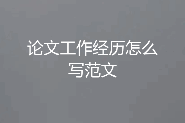 论文工作经历怎么写范文