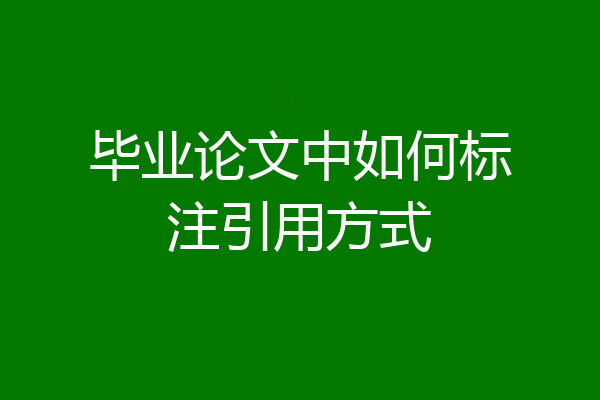 毕业论文中如何标注引用方式