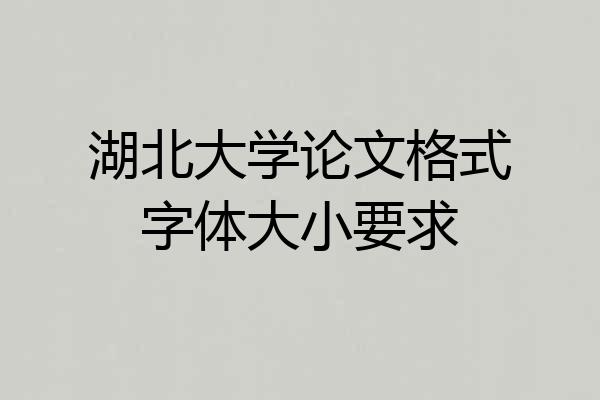 湖北大学论文格式字体大小要求