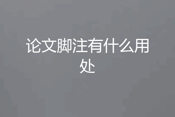 论文脚注有什么用处