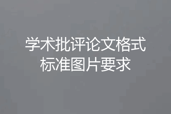 学术批评论文格式标准图片要求