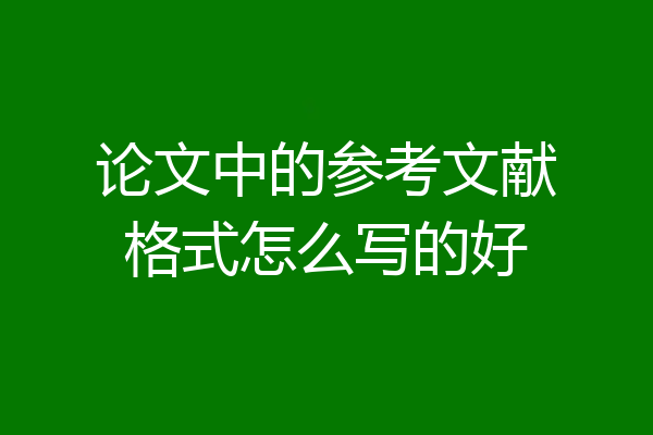 论文中的参考文献格式怎么写的好