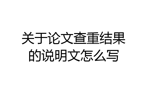 关于论文查重结果的说明文怎么写