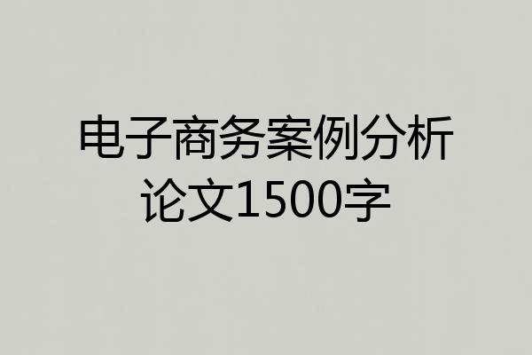 电子商务案例分析论文1500字