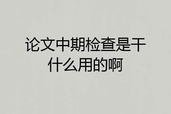 论文中期检查是干什么用的啊
