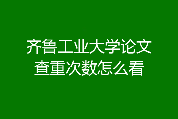 齐鲁工业大学论文查重次数怎么看