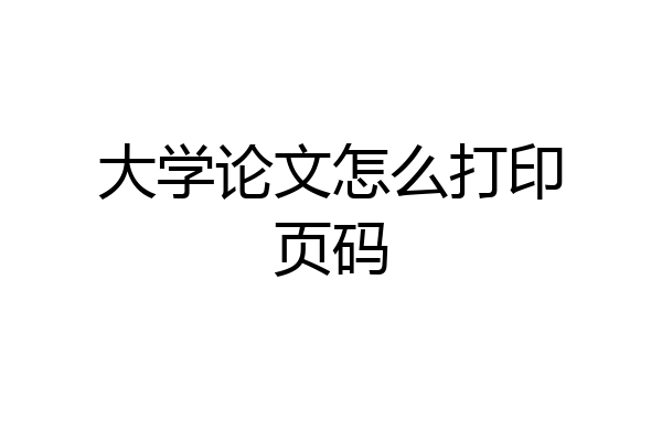 大学论文怎么打印页码