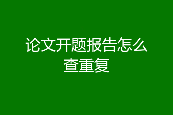 论文开题报告怎么查重复