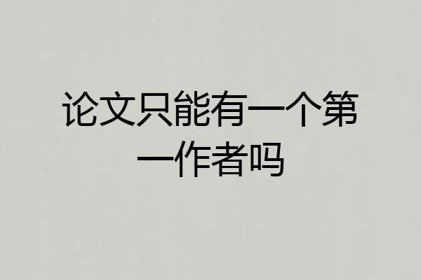 论文只能有一个第一作者吗