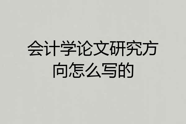 会计学论文研究方向怎么写的