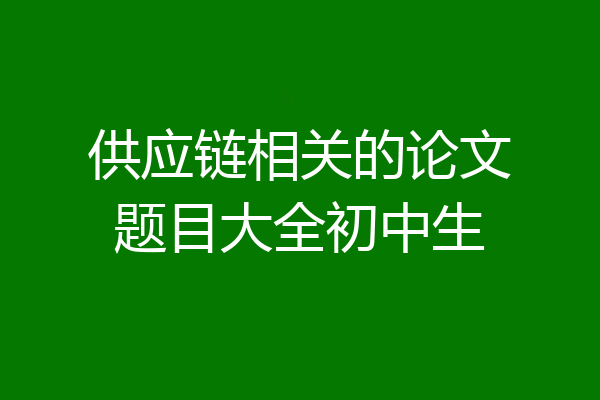 供应链相关的论文题目大全初中生