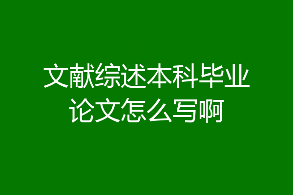 文献综述本科毕业论文怎么写啊