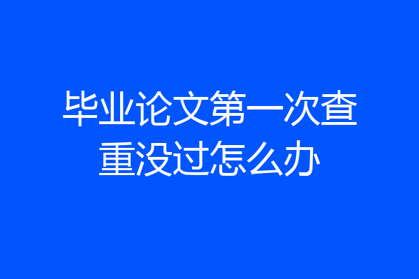 毕业论文第一次查重没过怎么办