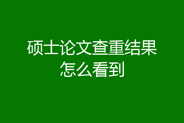 硕士论文查重结果怎么看到