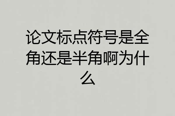 论文标点符号是全角还是半角啊为什么