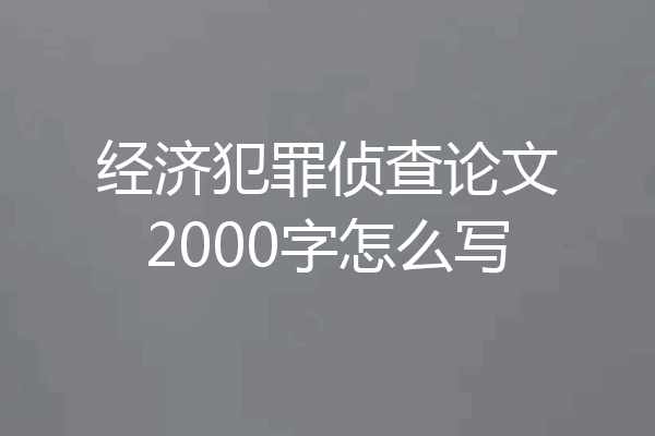 经济犯罪侦查论文2000字怎么写
