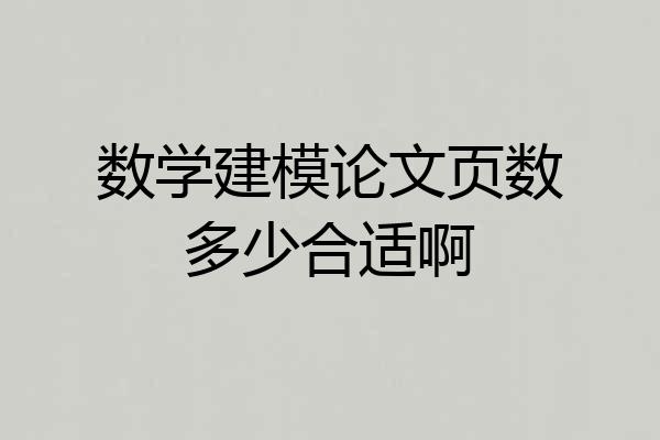 数学建模论文页数多少合适啊
